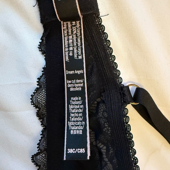 Victoria’s Secret Floral Lace Black Bra Dream Angels low cut Demi 38C - Picture 7 of 7
